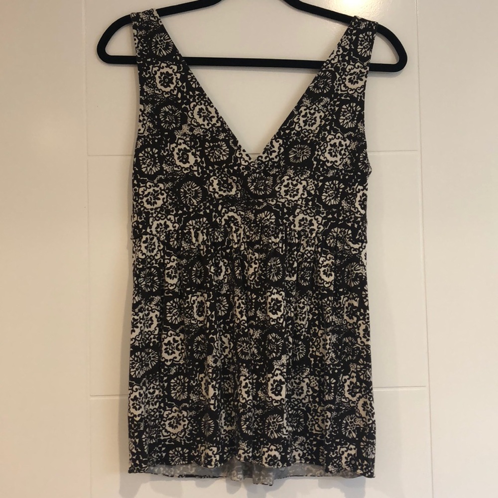 Brown white paisley print tank